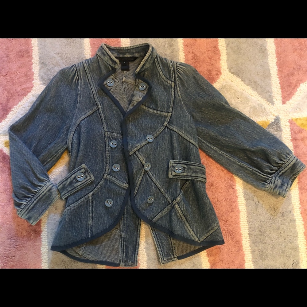 Marc Jacobs denim blue ruffle jacket utility
